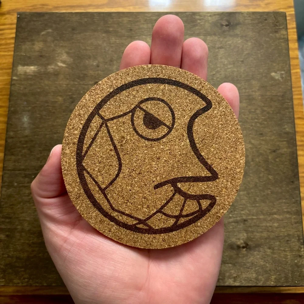 Pokemon Metapod Face Laser Engraved Cork Coaster
